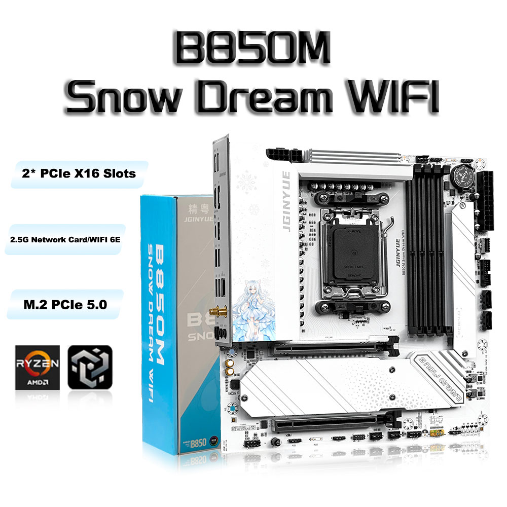 Am5 Micro Atx Pcie 5.0 Motherboard - JGINYUE B850M Snow Dream WIFI –